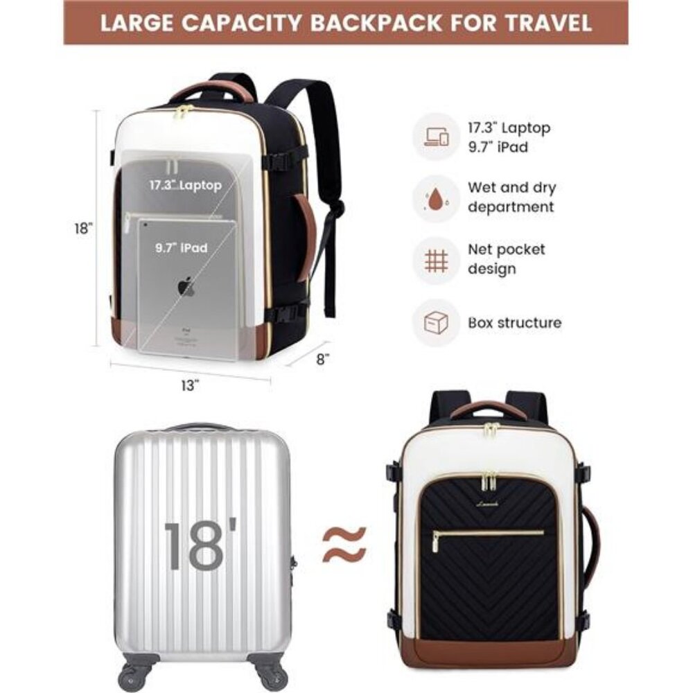 LOVEVOOK Large Travel Backpack for Women, TSA Carry on Backpack for Airplanes, - Picture 5 of 7